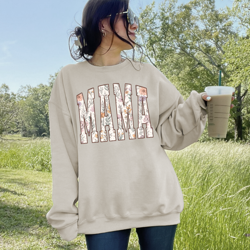 Brown Floral MAMA Sweatshirt or Tee