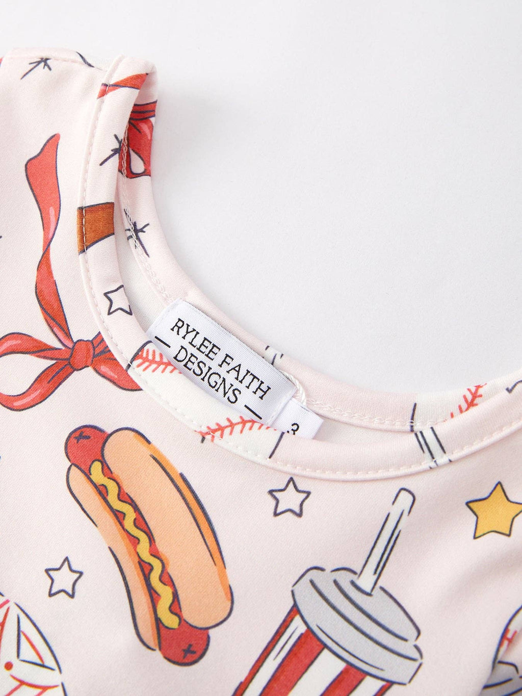 Girls Baseball Dress – Red White Sports Print Party Dress for Toddlers and Youth