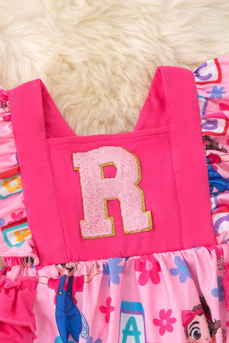 R applique baby bodysuit with snaps. RPG50366 Jean