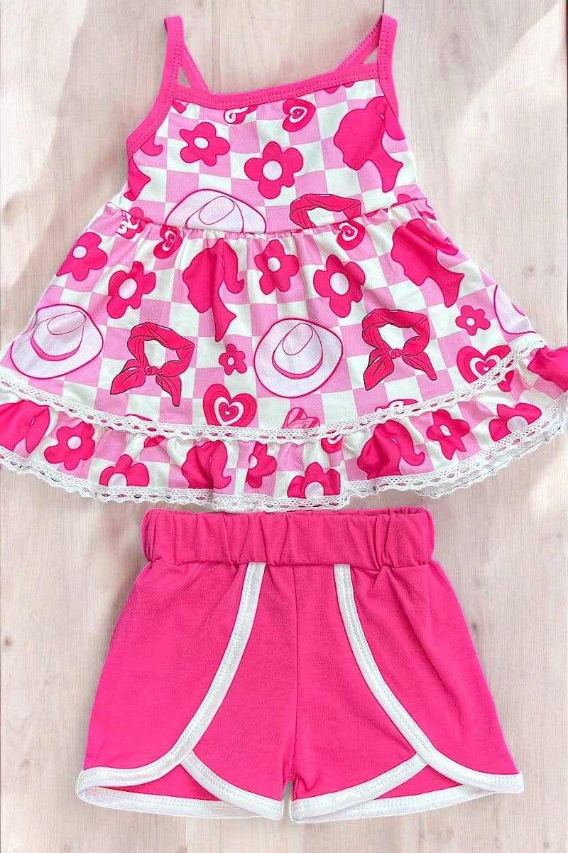 Fuchsia Character printed short set. GSSO041003-AMY