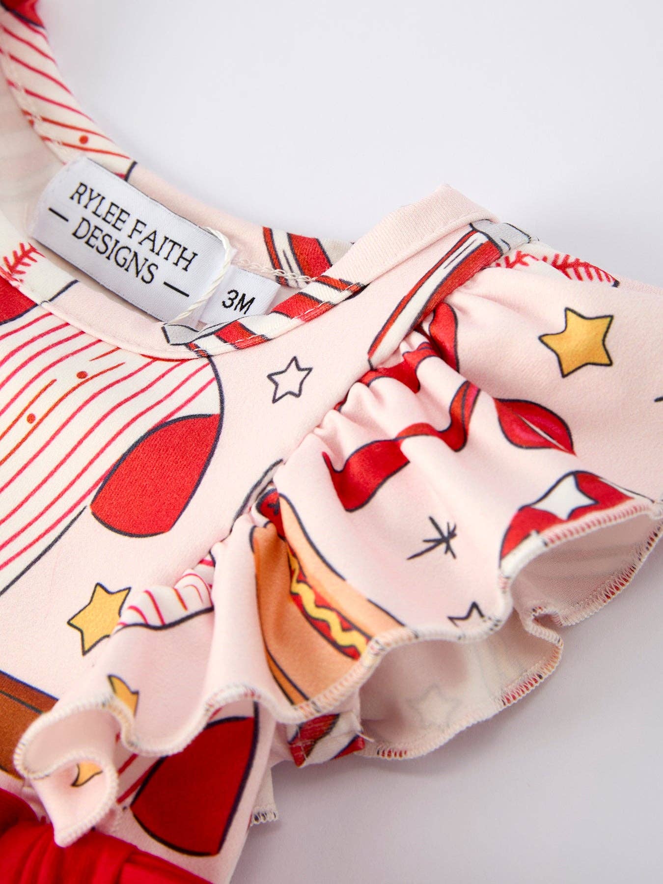 Baseball Baby Romper with Red Bows | Infant Baseball Outfit for Girls