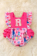 R applique baby bodysuit with snaps. RPG50366 Jean